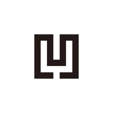 Letter m and Y square, outline geometric symbol simple logo vector