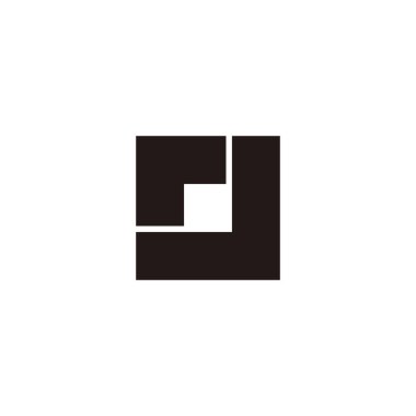 Letter r and J square, outlines geometric symbol simple logo vector