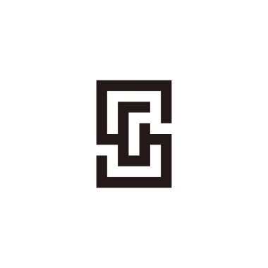 Letter SG GS S G square, outline geometric symbol simple logo vector
