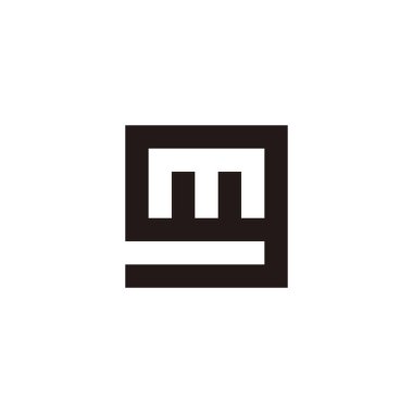 Letter m in g, square geometric symbol simple logo vector