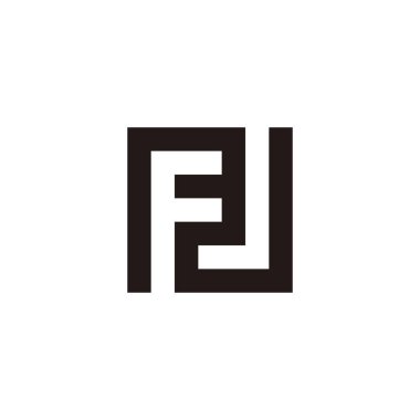 Letter FJ, letter N square geometric symbol simple logo vector