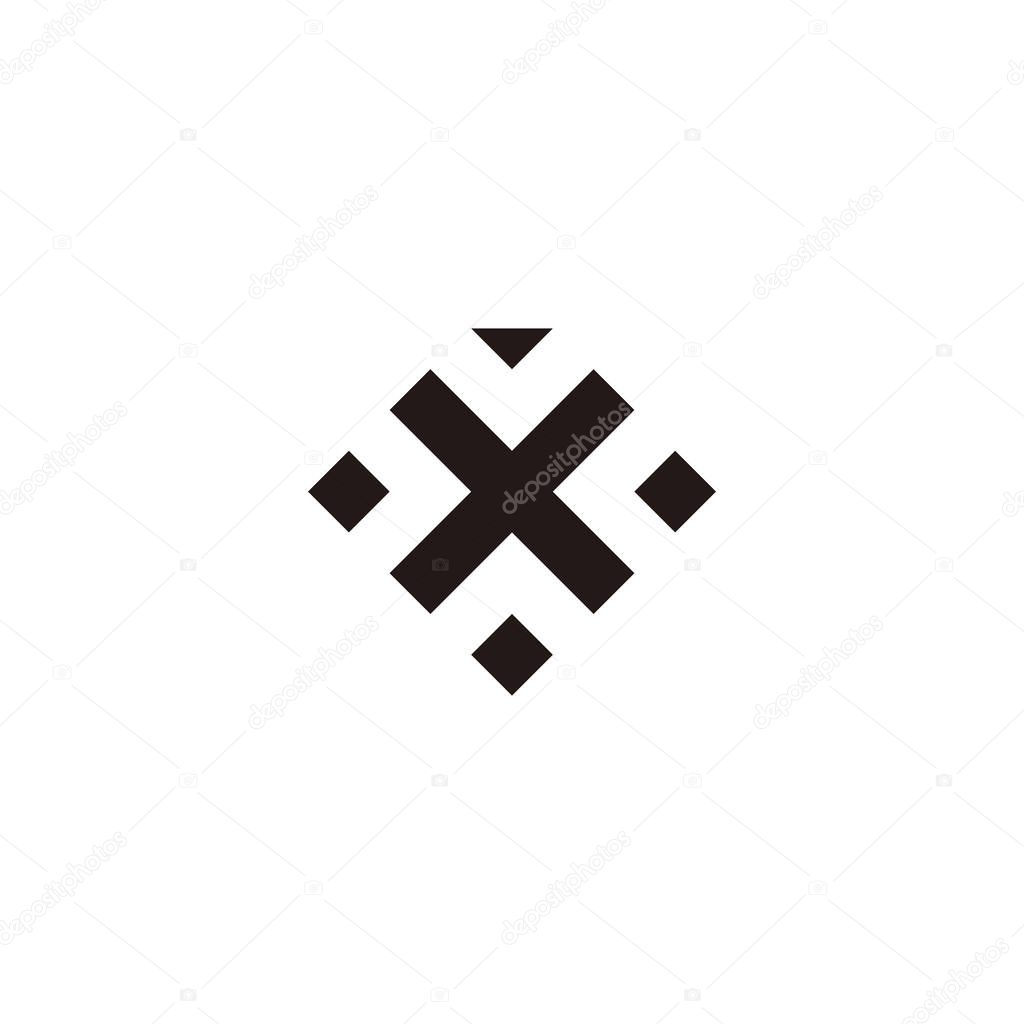 Letter X diamond, squares geometric symbol simple logo vector