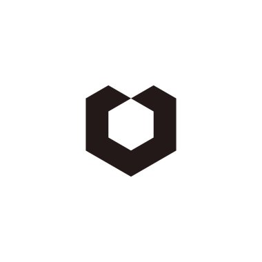 Letter U heart, hexagon geometric symbol simple logo vector