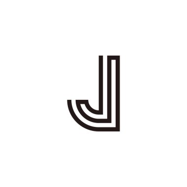 Letter J line geometric symbol simple logo vector