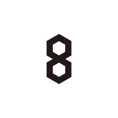 Number 8 two hexagons geometric symbol simple logo vector