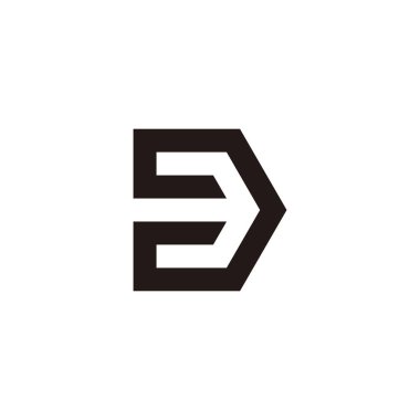 Letter D number 3, direction geometric symbol simple logo vector