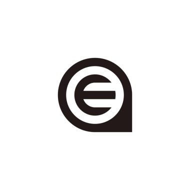 Letter E in a, circle geometric symbol simple logo vector