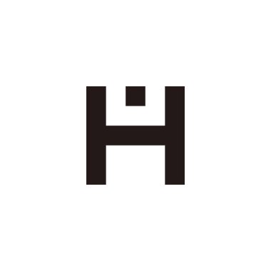 Letter HU UH H U square, dot geometric symbol simple logo vector