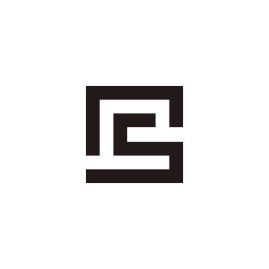 Letter N and S, square geometric symbol simple logo vector