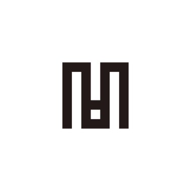 Letter M building, dot geometric symbol simple logo vector
