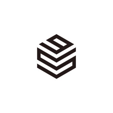 Letter g and s hexagon, cube geometric symbol simple logo vector