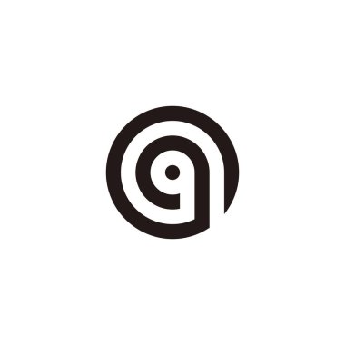 Letter q spiral, circle geometric symbol simple logo vector