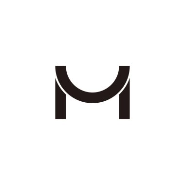 Letter MU UM M U outline geometric symbol simple logo vector