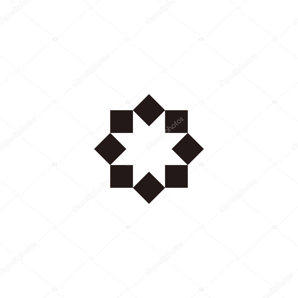Letter O sheets, squares geometric symbol simple logo vector
