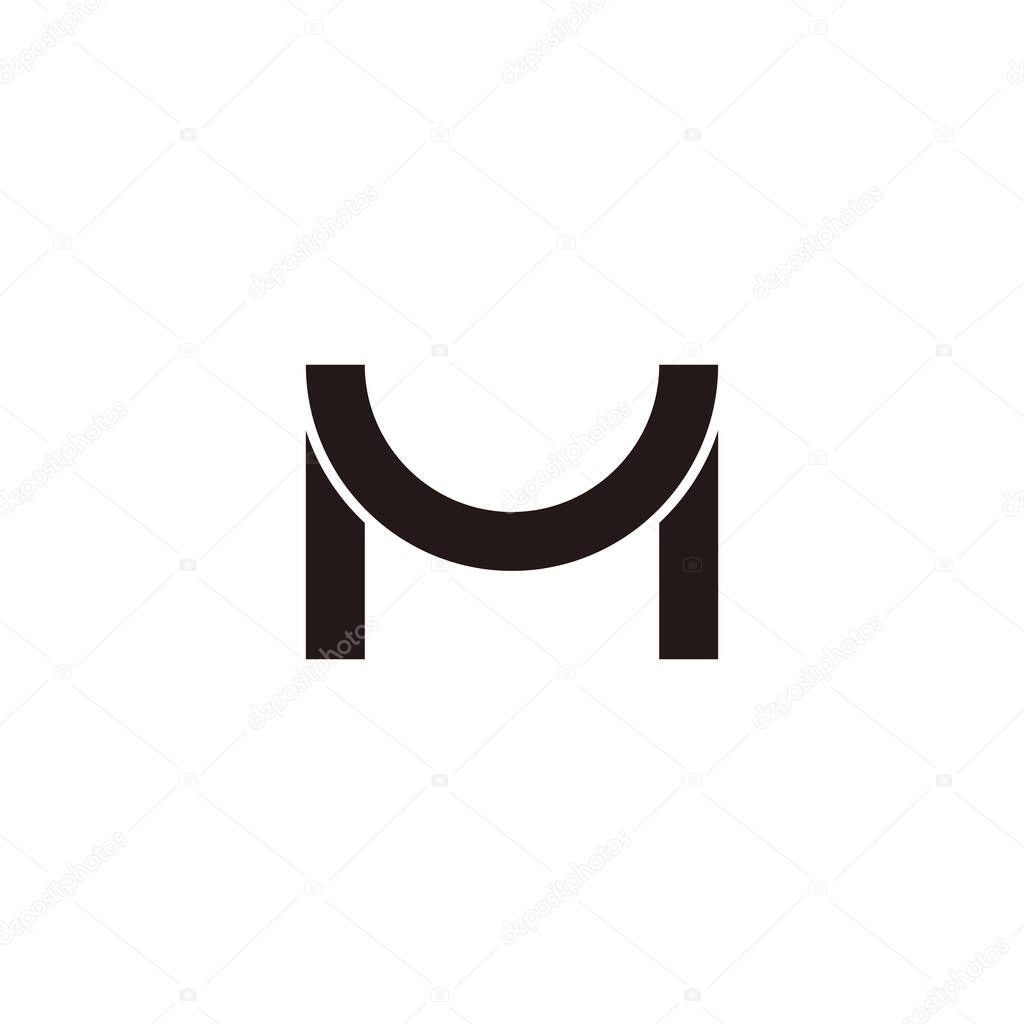 Letter MU UM M U outline geometric symbol simple logo vector
