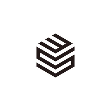 Letter S number 3, hexagon geometric symbol simple logo vector