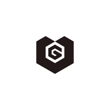 Letter G hexagon, heart geometric symbol simple logo vector