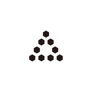 Letter O triangle, 9 circles geometric symbol simple logo vector