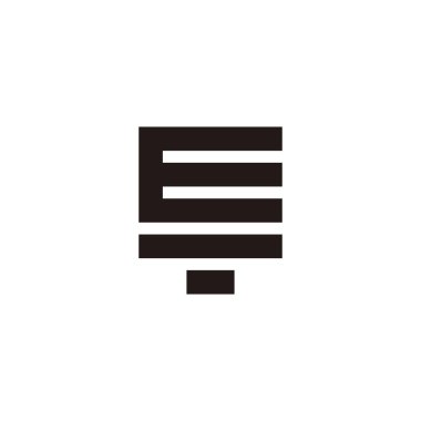 Letter E lamp, square geometric symbol simple logo vector