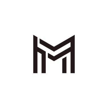 Letter h and M outline geometric symbol simple logo vector