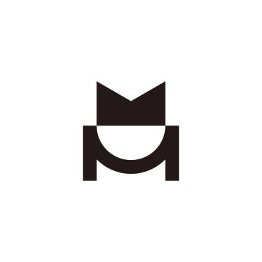 Letter M ribbon geometric symbol simple logo vector