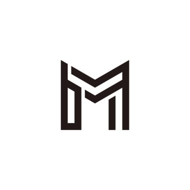 Letter b and M, outline geometric symbol simple logo vector