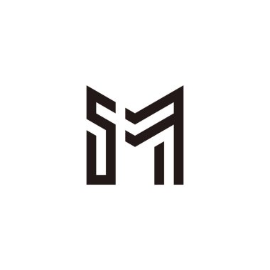 Letter S and M, outlines geometric symbol simple logo vector