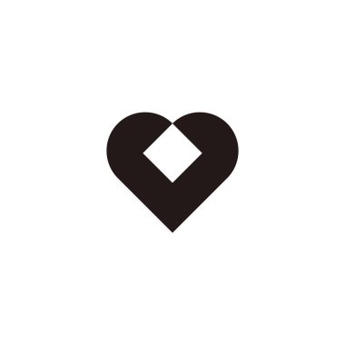 Heart, square geometric symbol simple logo vector