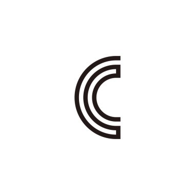 Letter C line, double geometric symbol simple logo vector