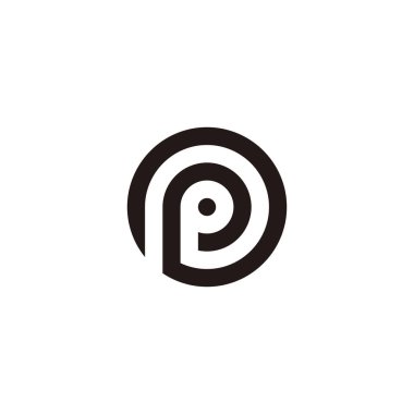 Letter P spiral, circle geometric symbol simple logo vector