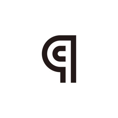 Letter c in q, outline geometric symbol simple logo vector