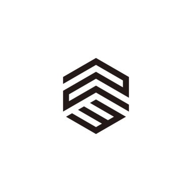 Number 2 letter w, hexagon geometric symbol simple logo vector