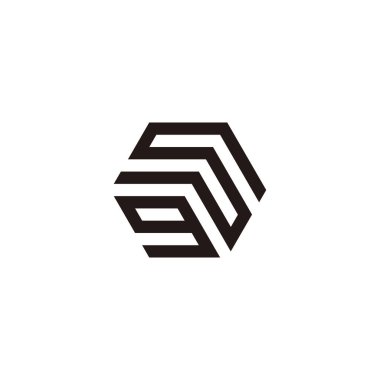 Letter g and S hexagon, outlines geometric symbol simple logo vector