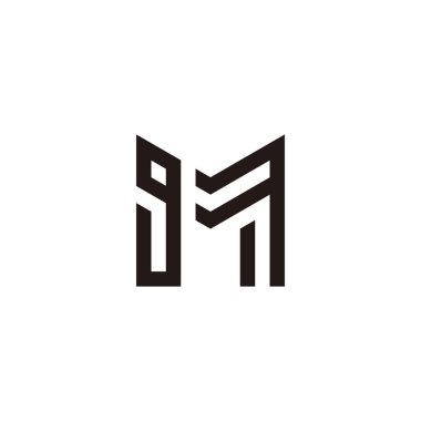 Letter gM outlines geometric symbol simple logo vector