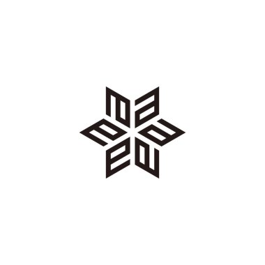 Letters a, snowflake geometric symbol simple logo vector