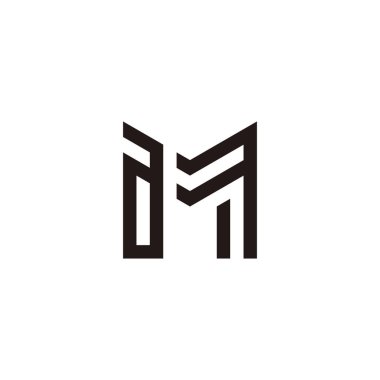 Letter a and M, outline geometric symbol simple logo vector