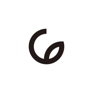 Letter G leaf, outline, simple geometric symbol simple logo vector
