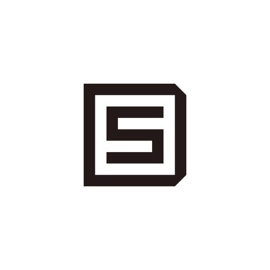 Letter S in D, square geometric symbol simple logo vector