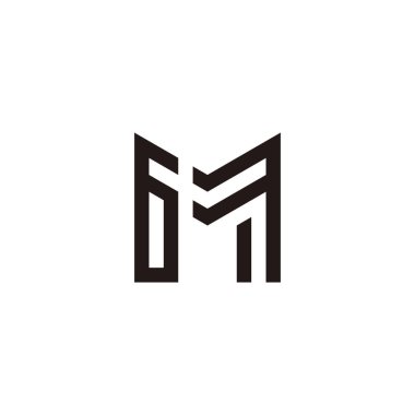Letter M number 6, outline geometric symbol simple logo vector