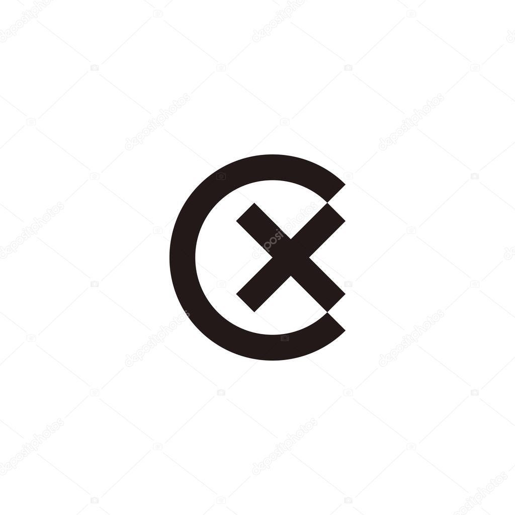 Letter CX locked, geometric symbol simple logo vector