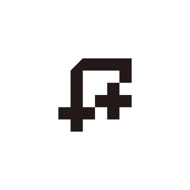Letter F plus, square geometric symbol simple logo vector
