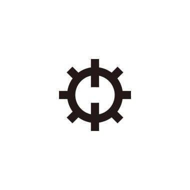 Letter H gear, square geometric symbol simple logo vector
