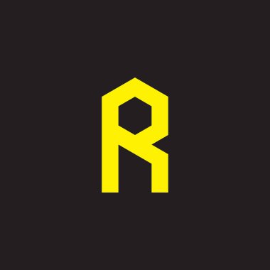Letter R hexagon dot, geometric symbol simple logo vector