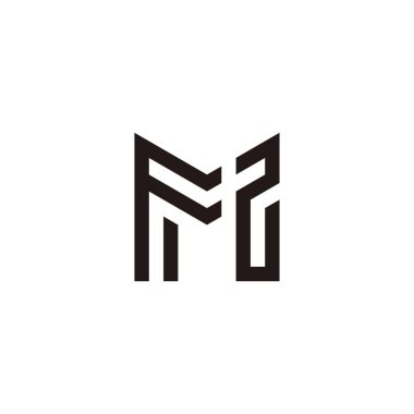 Letter M number 2, double geometric symbol simple logo vector