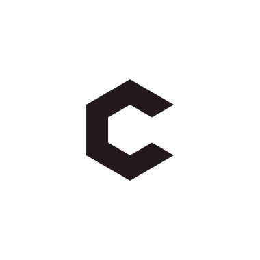Letter C outline hexagon simple symbol logo vector
