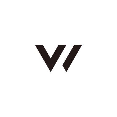 Letter V and W outline, triangle simple symbol logo vector