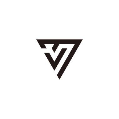 Letter M and v shaped triangle outline simple symbol logo vector