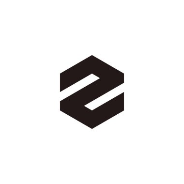 Number 2, hexagon symbol simple logo vector