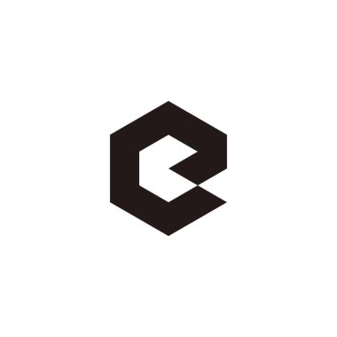 Letter e and C hexagon, symbol simple logo vector