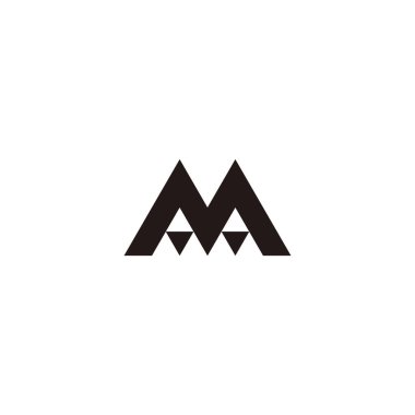 letter M two gems geometric symbol simple logo vector